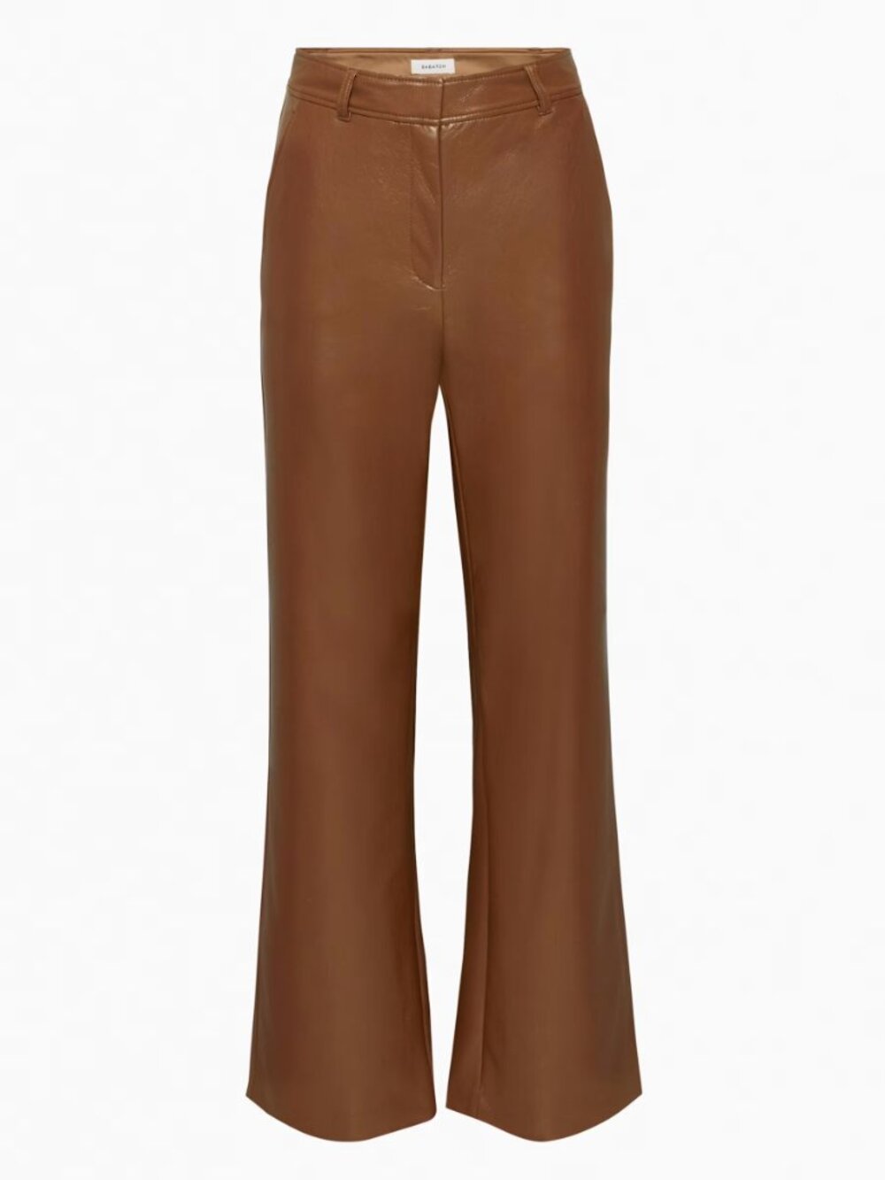 Babaton Tan Faux Leather Trousers